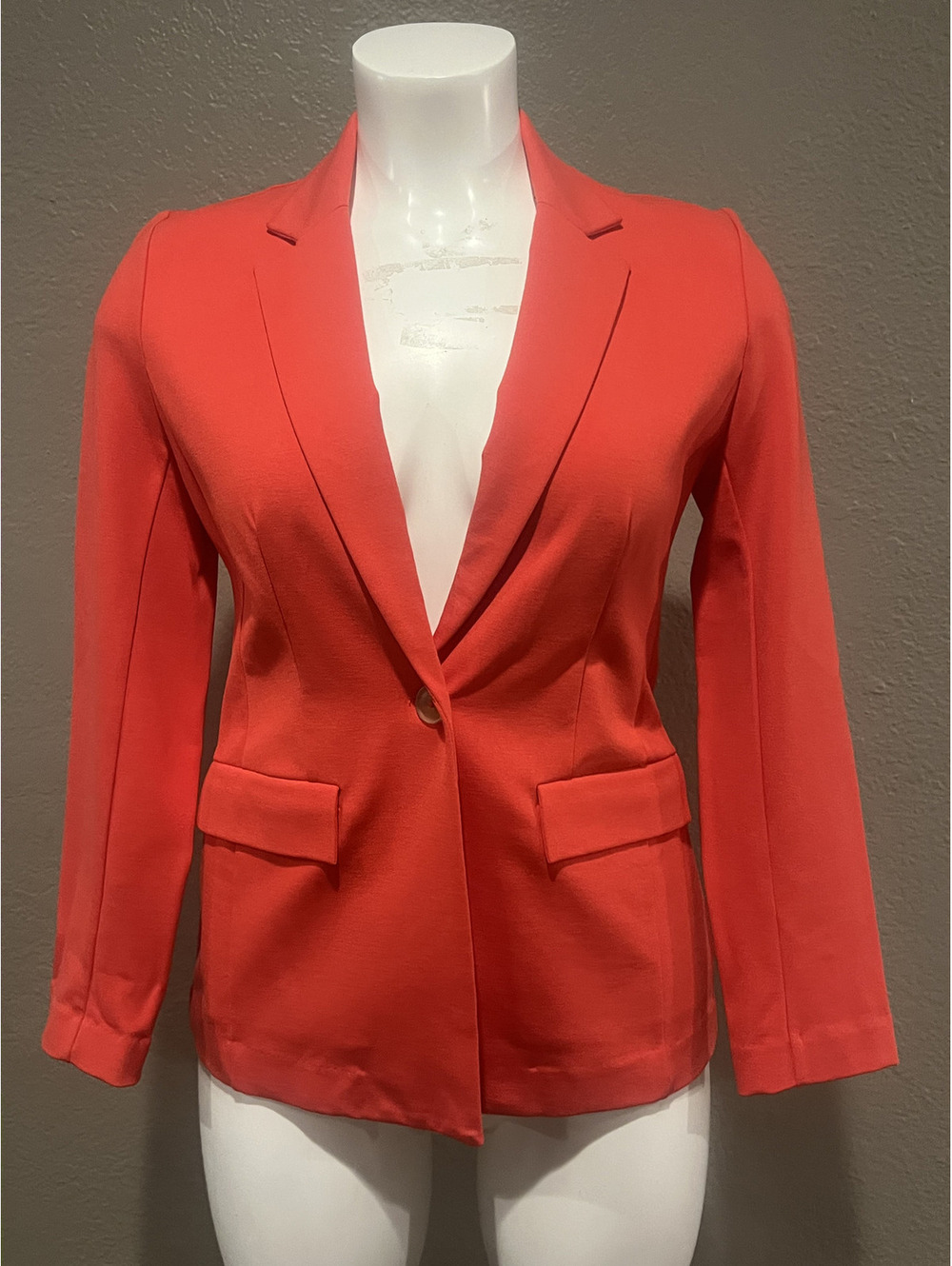 Halogen Red Coral Blazer Women’s Small Petite Stretch Single Button Tailored